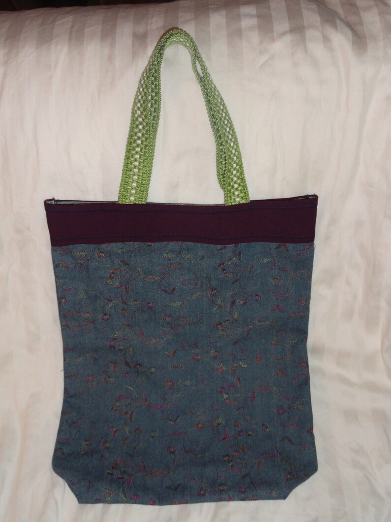 Denim Floral Tote Bag