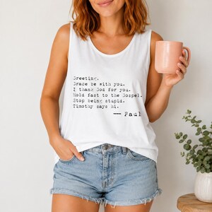 Funny Paul Timothy Typewriter Bible Verse Graphic T Shirt, Christian Humor Tee, Scripture Quote Shirt, Religious Gift