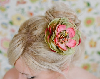 Bridal Fascinator ~ Vintage Aurora Borealis Hair Flower