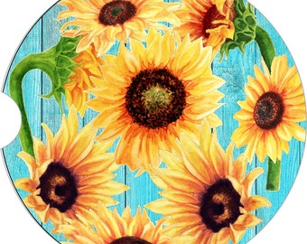 Sunflowers Car Coaster set of 2 New Car Gift