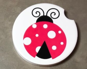 Lady Bug Car Coaster Car Cup Holder Coaster Red Black and White Coaster Custom Coasters