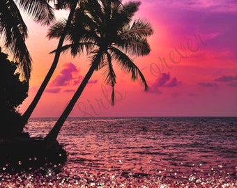 Beach Sunset Glittery 20 ounce Tumbler Digital File