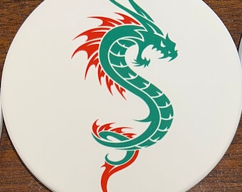 Mah Jong Coasters Dragon Flower Crack Birdie Bam