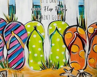 Summer Flip Flops Skinny Tumbler PNG File Colorful Beachy Straight Tumbler File