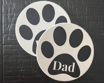 Dog Dad Coaster Set of 2 Paw Print Coasters New Home Gift Under 20 Housewarming Gift