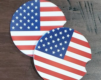USA Car Coaster Cup Holder Coaster Gift for Her Sandstone Coaster Custom Coasters