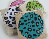 SALE! Natural Stone Coaster Set - Leopard Fun