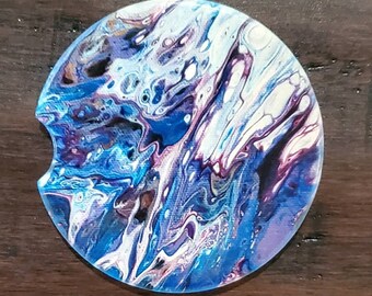 Car Coaster Set of 2 Purple and Blue Abstract Art Coasters