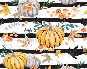 Fall Tumbler Digital File Pumpkin PNG Straight Tumbler Wrap File Black and White Stripes Fall PNG Tumbler