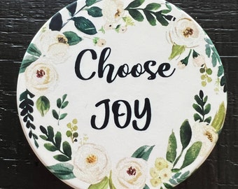 Choose Joy Car Coaster Cup Holder Coaster White Floral Coaster New Car Gift Under 10