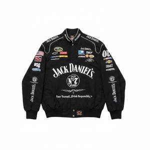 Erwachsene Vintage F1 Racing Jacke Jack Daniel inspirierte bestickte Bikerjacke mit kostenloser Balaclava Geschenk
