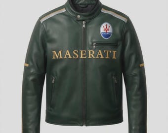 Handgemaakt op Maserati geïnspireerd groen racejack – Biker Streetwear-jas
