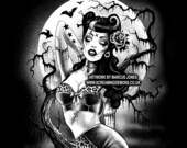 Gothic, Zombie,Rockabilly,Swamp,Pinup Gothabilly dark Art Print by Marcus Jones