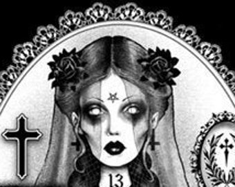 Victorian, Gothic Art, Dark Art, Black and white art, tarot, goth, gothic gift, tarot cards, Moon, Occult, Steampunk Art Print