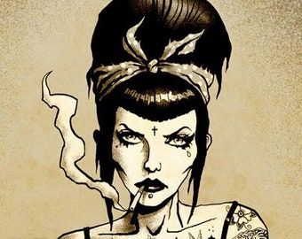 Rockabilly art, Tattoo Art, Cheat  Print by Marcus Jones