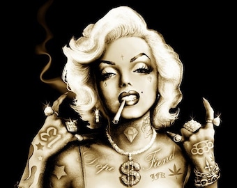 Tattooed Marilyn Monroe Art,Marilyn Monroe,Pinup,Tattooed Pinup,Tattoo Art,Alternative Art, Poster Print