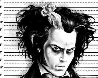 50% OFF !!! Gothic Art, Mugshot art, crime, Goth, dark Art, Art Print by Marcus Jones