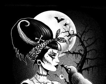 Gothic, Zombie,Rockabilly, crow, dark Art Print by Marcus Jones