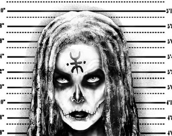 50% OFF !!! Gothic Art, Witch Mugshot art,  Witchcraft, Occult , Witch , Goth, dark Art, Art Print by Marcus Jones