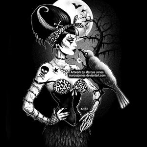 Gotycki, Zombie, Rockabilly, wrona, ciemny Wydruk artystyczny autorstwa Marcusa Jonesa