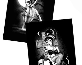 2 x A4 Gothic,Rockabilly, Art Print by Marcus Jones