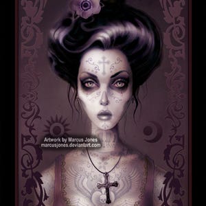 Jour des morts, tatouage, crâne en sucre, Dia De Los, mexicain, affiche Muertos par Marcus Jones