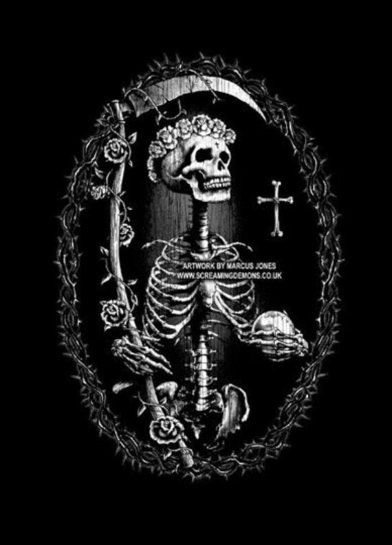 Santa Muerte Day Of The Dead Art Dia De Los Muertos Not Etsy