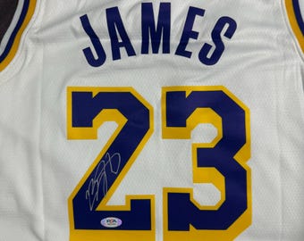 LeBron James Hand Signed Jersey Home Los Angeles Lakers PSA/DNA authentic autograph COA