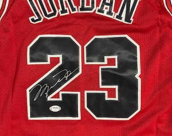 Michael Jordan Hand Signed Jersey Red Chicago Bulls PSA/DNA authentic autograph COA