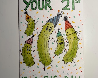 Handgemachte Aquarell Geburtstagskarte zum 21