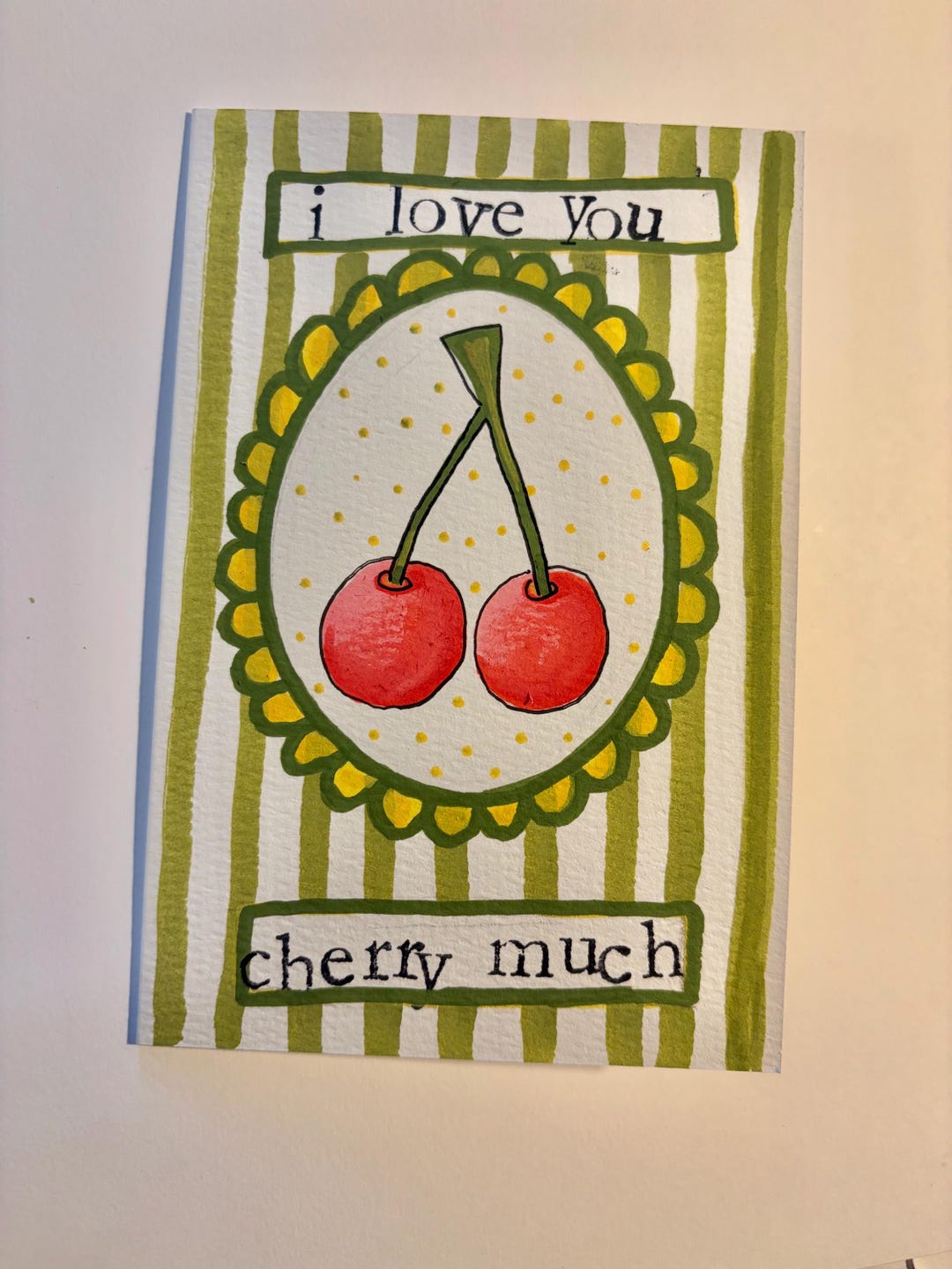 Handmade Cherry Card - Etsy