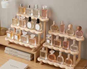 Wooden Perfume Organizer Stand, Perfume Display Shelf, Vanity Organizer, Cologne Storage Rack, Makeup Display, Dresser Decor