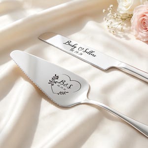 Personalized Cake Cutting Set, Custom Cake Server, Engraved Wedding Keepsake