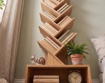Tree Bookcase Vertical Shelving - Modern Aesthetic Home Decor Furniture F63.