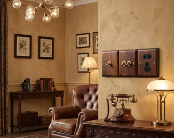 Vintage Style Toggle Switch and Multi-Function Socket Wall Panel F74