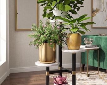 Tier Modern Plant Stand, Indoor Multi-Level Flower Pot Holder for Living Room & Bedroom, Minimalist Corner Plant Display Shelf F73