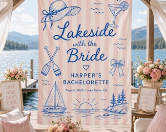 Meet the Bride Lakeside Bachelorette Hangwall, Lakeside with the Bride Tapestry, Bachelorette Backdrop, Love at the Lake Bachelorette Decor