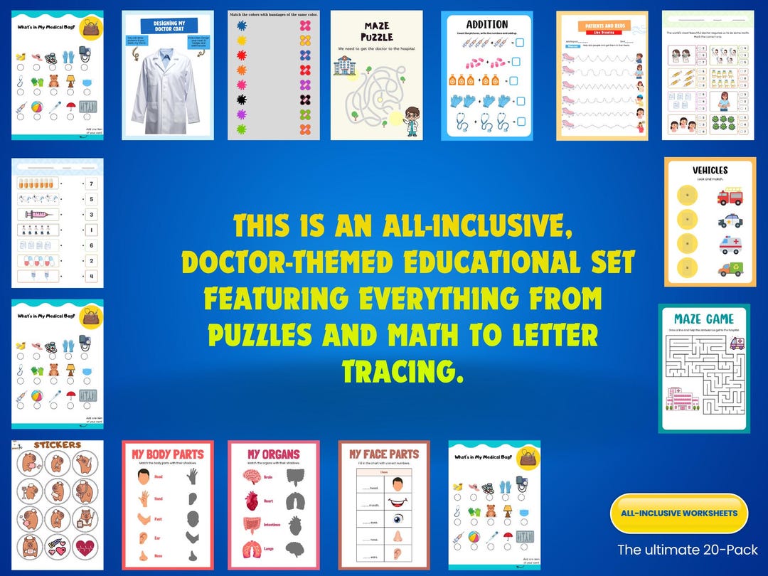 Kids Doctor Activity Book Printable, Pretend Play Medical Games for ...