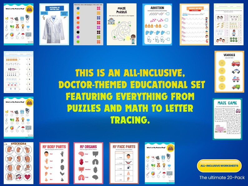 Kids Doctor Activity Book Printable, Pretend Play Medical Games for ...