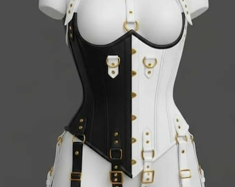 Handmade Genuine Leather Corset Harness Set