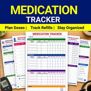 Medication Tracker Printable | Pill Organizer Medication Log PDF | 5 Page Weekly Medicine Tracker | Medication Schedule Instant Download A4