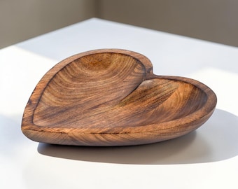 Mango Wood Heart Shaped Tray | Coffee Table Tray Decor | Entryway Key Tray | Ottoman Catchall Tray | Boho Farmhouse Home Decor Gift