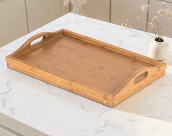 Bamboo Bed Tray Table with Folding Legs, Breakfast in Bed Tray, Laptop Lap Desk, Portable Serving Tray, Bed Table for Eating