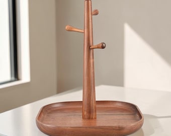 Handmade Wooden Key Holder and Entryway Organizer | Decorative Key Rack with Jewelry Stand | Modern Catchall Home Decor