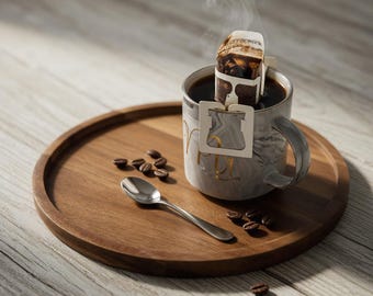 Round Wooden Coffee Table Tray 11.5” | Small Serving Tray for Coffee & Decor | Farmhouse Ottoman Tray | Candle Display
