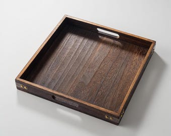 Wooden Serving Tray with Handles | Coffee Table Tray Decor | Ottoman Tray | Farmhouse Kitchen Tray | Breakfast Serving Tray Gift