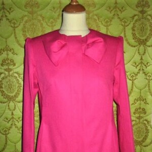CUSTOM MADE RED Valentino inspired bow-neck concealed closure hot pink jacket coat