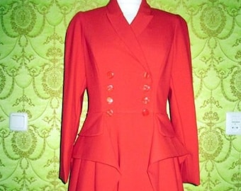CUSTOM MADE Alexander McQueen inspired samurai skirt ruffled red coat for Spring