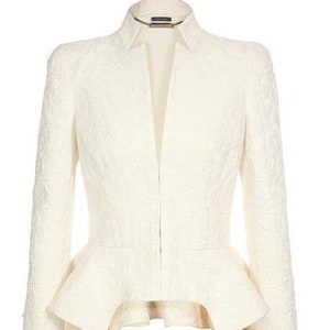 CUSTOM MADE - worn by Kate Middleton 88th birthday Queen Elizabeth II Alexander Mcqueen inspired jacket notch collar