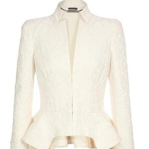 CUSTOM MADE - worn by Kate Middleton 88th birthday Queen Elizabeth II Alexander Mcqueen inspired jacket notch collar